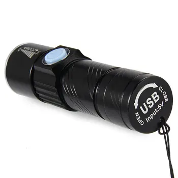 3 Režimas Taktinis Flash Šviesos Fakelas, Mini Mastelio Galingas Įkraunamas USB LED Žibintuvėlis AC Lanterna Lauko Kelionių Kišenėje Įrankiai