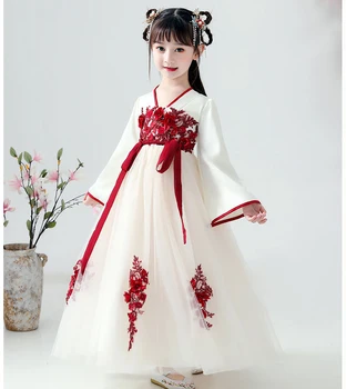 Vaikai, Viršuje + Sijonas Hanfu Rytų Kinijos Retro Stiliaus Hanfu Cosplay Vaikai Tango Kostiumas Princesė Tradicinės Kinų Mergina Suknelė