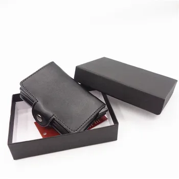 Naujas aliuminio kortelės turėtojas plonas odos RDA piniginės Antitheft mini natūralios Odos Dukart Aliuminio piniginės cridit kortelės turėtojas