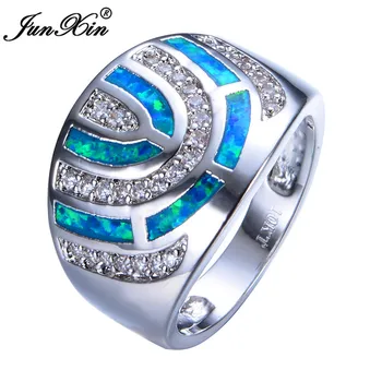 Boho Moterys, Ponios Didelis Akmuo Piršto Žiedą Meilės Sidabro Spalvos Blue Fire Opal Akmens Žiedas, Papuošalų Mados Senovinių Vestuvių Žiedai
