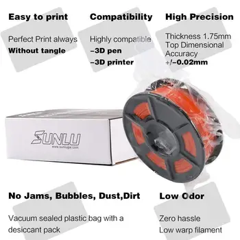 SUNLU PETG 3D Spausdintuvo Kaitinimo 1.75 mm spalvotas Skaidrus Plastikas, Tolerancija+/-0.02 mm teenages ištirti vaizduotę пластик