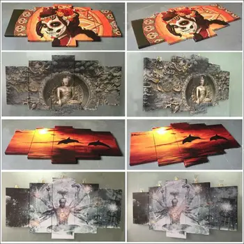 HD Atspausdinta 5 gabalo drobės meno raudonų akių vilkas sienų tapybos drobė meno įrėmintas meno kūrinys Nemokamas pristatymas/ny-4208