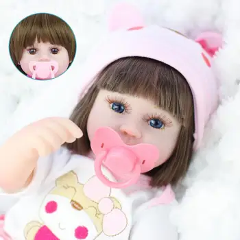 42cm Tiesūs Plaukai Atgimsta Lėlė, Minkšta Vinly Silikono Tikroviška Modeliavimas Bamblys Bebe Lėlės Žaislų Mergaitėms