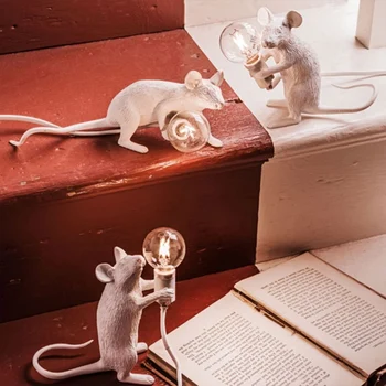 Postmodernios Dervos Gyvūnų Žiurkės, Pelės Stalo Lempa Mažas Mini Pelės Mielas LED Nakties Žiburiai, Namų Dekoro Stalas Žibintai Seletti Naktiniai staleliai, Lempa
