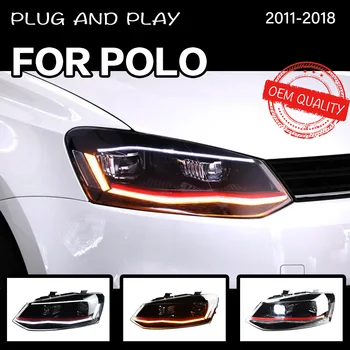 Automobilių Stiliaus priekinis žibintas Volkswagen VW POLO 2011-2018Head Lempos Bi-Xenon LED Dual Projektorius Žibintai Pakeitimo