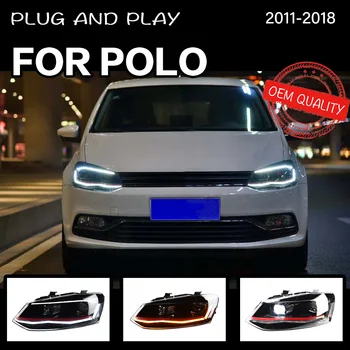 Automobilių Stiliaus priekinis žibintas Volkswagen VW POLO 2011-2018Head Lempos Bi-Xenon LED Dual Projektorius Žibintai Pakeitimo