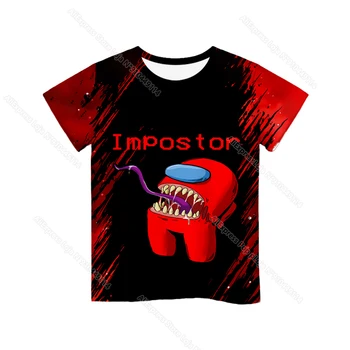 Žaidimas Tarp Mūsų 3D Print T Shirt Vaikams Vasarą Impostor Tee Viršūnes Berniukų, Mergaičių Juokingas Animacinių filmų Anime Marškinėlius Vaikų marškinėliai Drabužių