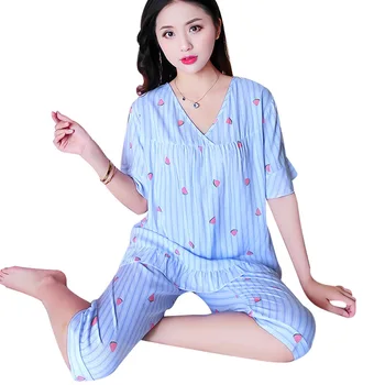 Naujas moterų pižama viskozė spausdinti pižama trumparankoviai penkių taškų kelnės-dviejų dalių kostiumėlį moteris vasaros drabužių, namų paslauga