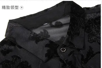 Paisley Gėlių Nėrinių Marškinėliai Vyrams 2018 Prabanga Siuvinėjimo Skaidrus Mens Suknelė Marškiniai Pamatyti Lovio Seksualus Klubas Šalies Prom Socialinės Marškinėliai
