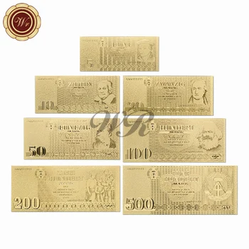 Aukso Banknotų 1985 Metų, Pilnas Komplektas Vokietija 5,10,20,50,100,200,500 Metalo Gryno Aukso Padengtą Banknotų Surinkimo Dovanos