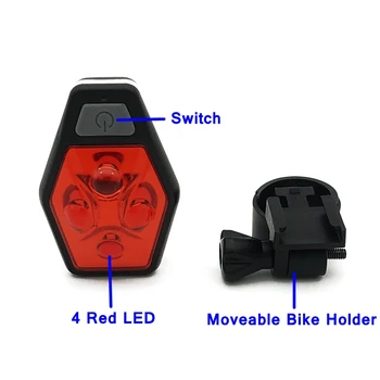 Mingray LED Dviračio žibintas AAA 4 Raudonas švytėjimas dviračio galinis žibintas lauko krepšys įrašo šviesa vandeniui kelių avarinių žibintų