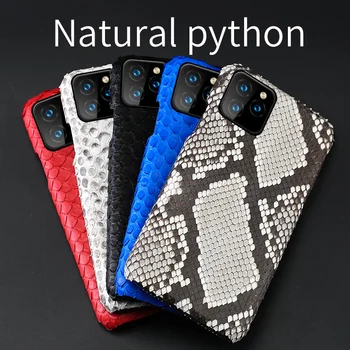 Natūralios Odos Python telefono dėklas Skirtas iPhone Pro 11 11 Pro Max X XS max XR 5s se 2020 5 6 6s 7 8 plius snakeskin prabanga Dangtis