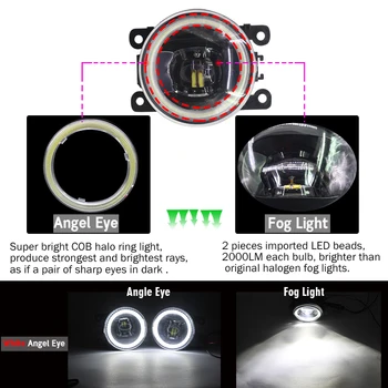 Cawanerl 2 vnt Automobilių LED Lemputė H11 Priešrūkinis Žibintas + Angel Eye DRL Šviesos važiavimui Dieną 12V Už 2005-Ford Ranger