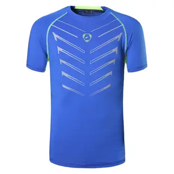Negabaritinių Vyrų Sporto Tee Marškinėliai Marškinėlius (T-shirts Viršūnes Veikia Gimnastikos Fitneso Treniruotės Futbolo trumpomis Rankovėmis Dry Fit LSL225 Blue2