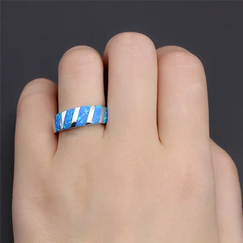 Prabanga Mėlynas Opalas Žiedas Sidabro Padengtą Karšto Pardavimo Piršto Žiedą, Moterims, Opalas Papuošalai Mados Šalis Kokteilis Žiedas OR030Blue