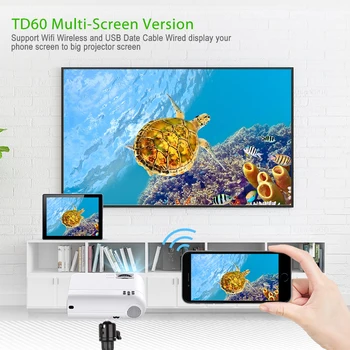ThundeaL Mini Projektorius TD60 palaiko Full HD 1080P Vaizdo LED WiFi Android Beamer Nuorodą Telefono 3D Namų Kino Nešiojamasis Projektorius