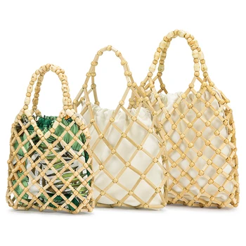 Lovevook rankinės moterims, krepšiai bambuko krepšiai moterų paplūdimio krepšiai vasaros šiaudų krepšiai kelionės prabangių dizainerio pagal kišenę Bohemijos