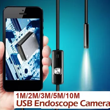 1/2/3/5/10 M Vandeniui USB Endoskopą HD Kamera 7mm 6LED IP67 USB Nešiojamą Darbo Inspekcijos Borescope priemonė, Skirta 