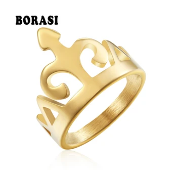 BORASI Naujas Karūna Vestuvinis Žiedas Aukso Spalvos bižuterijos Madinga Europoje Dizainas Vestuvių Markių Žiedai Moterims