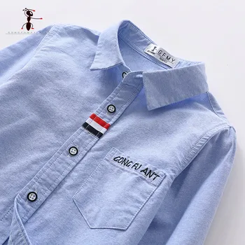 2020 m. Originalus Dizainas Pavasario Medvilnės Berniukų Marškiniai Juoda Mėlyna Balta Mokyklos Marškiniai, Uniformos 3T-12T Didelis Vaikų Marškinėliai