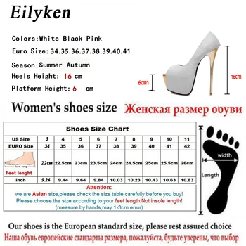 Eilyken Moterų Siurbliai, aukštakulniai Moteriški Seksualus Peep Toe Siurbliai, platforminiai batai Baltos, Juodos, Rožinės Vestuvės batų dydį, 34-45