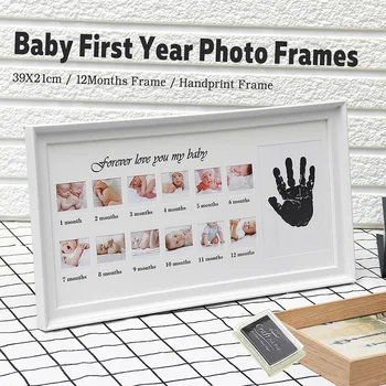 Kūrybos 0-12 Mėnesių Kūdikių Nuotraukas Suvenyrai, Minint Vaikai Auga Atminties Dovanos Ekranas Foto Rėmelis Naujagimių Handprint Kūrėjai