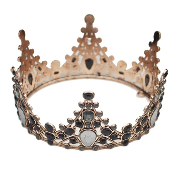 Baroko Black Crystal Bridal Crown Rožančiai Moterų Kalnų Krištolas Merginų Grupė Tortas Rožančiai Nuotaka Vestuvių Plaukų Papuošalai