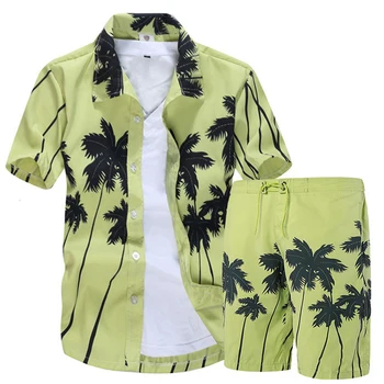 Vyrai Havajų Marškinėliai Nustatyti 2020 Gėlių Marškiniai Vyrams +Print Paplūdimio Šortai Trumpas Rankovės Tracksuit Mados Vasaros Vyrų Rinkiniai ropa hombre