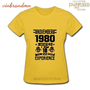 Madingų Moterų Vasara T-Shirt Streetwear 1980 M. Gimimo Metų Dizaino Rankovėmis Slim 80s Drabužių 1980 m. lapkričio Gimtadienio Dovana Tee Viršų
