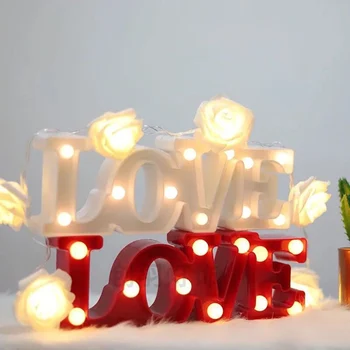 3D Meilė Širdies LED Laišką Lempos Patalpų Dekoratyvinis Pasirašyti Naktį Šviesos Marquee Vestuves Dekoro Dovanos Romantiškas 3D LED Lempos Naktį
