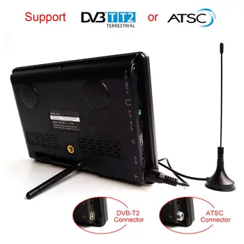 LEADSTAR D768 7 colių Nešiojamų TV DVB-T2 ATSC tdt Skaitmeninės ir Analoginės mini mažų Automobilių TV Televizijos Rėmimo USB TF MP4 H. 265 AC3