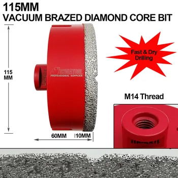 SHDIATOOL 1pc M14 Dia 115mm Dulkių Brazed Diamond Gręžimo Core Tiek Gręžinių Tiek, Skirta Granito, Marmuro, Keramikos Skylę Pamačiau
