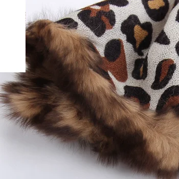 Nauja, moterų žiemos stori šalikai su realiais rex triušio kailio apdaila leopard ruda violetinė fahion spalvos moteriška prabangus žiemos skara S25