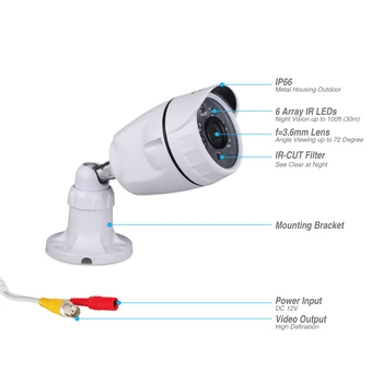 Tonton kamera, 1080P VAIZDO Saugumo Kameros IR Kulka Priežiūrą, lauko Kamera, Naktinio Matymo CMOS CCD kamera CCTV DVR Komplektas
