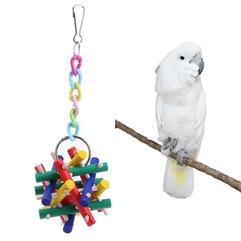 Natūralios Medinės Papūgos Sūpynės Žaislas Paukščiui Spalvingos Sūpynės Prekių Papūga Plastikinės Grandinės Kramtyti Žaislus griežimas Dantimis