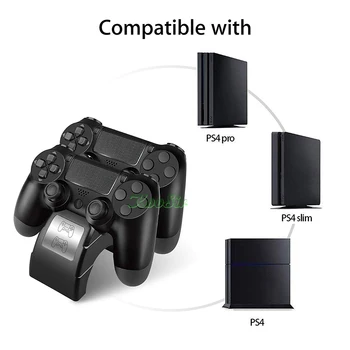 PS4 SLIM Pro Belaidis Valdiklis Dual USB Krovimo Doko Stotis PS 4 Kreiptuką Įkroviklio Stovas Playstation 4 Žaidimas Priedai