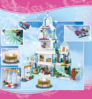 Disney Draugai Ledo Princesė Pilis Kūrimo Bloką Kalėdų Žiemos Sniego Namus Animacinių filmų Plytų Žaislai Mergaitėms, Žaislai Vaikams