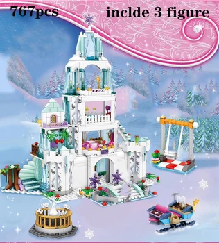 Disney Draugai Ledo Princesė Pilis Kūrimo Bloką Kalėdų Žiemos Sniego Namus Animacinių filmų Plytų Žaislai Mergaitėms, Žaislai Vaikams