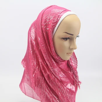 1 vnt Naujo Dizaino Raukšlėta Šalikas islamo musulmonų hijabs kutas skaros blizga blizgučiai Mirguliavimas Šalikai wrap moterims