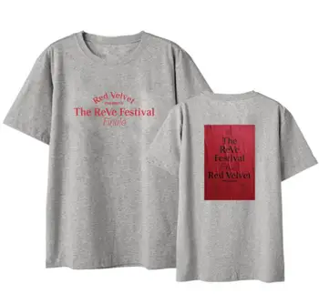 Kpop raudonos aksomo, kad reve festivalis galutinis 6 stilius spausdinti, o neck t shirt vasaros unisex stiliaus trumpomis rankovėmis t-shirt