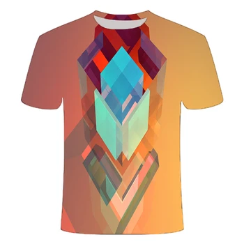 3D atspausdintas T-shirt Rubiko kubo spalvinga vyrai moterys marškinėlius vasaros rankovėmis didelis dydis liepsna patogus prarasti XXS-6XL palaidinukė