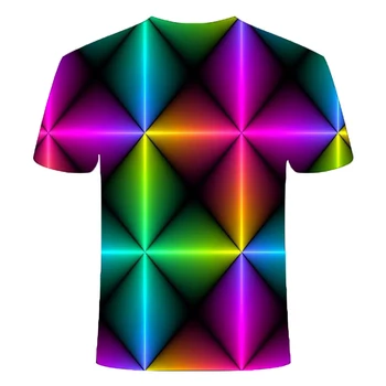 3D atspausdintas T-shirt Rubiko kubo spalvinga vyrai moterys marškinėlius vasaros rankovėmis didelis dydis liepsna patogus prarasti XXS-6XL palaidinukė