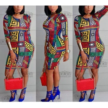Fashio Afrikos suknelės moterims ankara audinio drabužiai, Suknelės, Šaliai, seksuali suknelė Batikos vaškas spausdinimo lady dashiki drabužių(ZC01#)