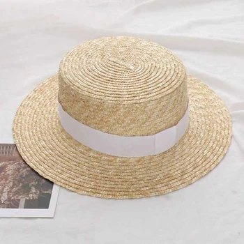 2020 Metų Vasaros Moterų Platus Kraštų Šiaudų Skrybėlę Mados Chapeau Paille Lady Saulės Skrybėlės Vairininko Kviečių Panamos Paplūdimys Skrybėlės Chapeu Feminino Kepurės