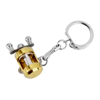 1 vnt Kūrybos Aukso Spalvos Skristi Ritės Key Chain Velkamosiomis Ritės Modelis Žvejybos Metalo Keychain Withe Mažas Pakabukas Žvejybos Mėgėjas