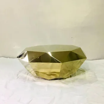U-GERIAUSIAS Prabangus aukso, nerūdijančio plieno, rombo formos žurnalinis staliukas,minimalistinio dizaineris mėginio kambarys kūrybos aštuoniakampis lentelė