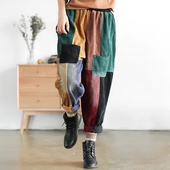 Medvilnės Haremo Kelnės Moterims Prarasti Atsitiktinis Kulkšnies ilgio Kelnės Naujų 2020 m. Rudenį Streetwear Derliaus Velvetas Moterų Kelnės P1376
