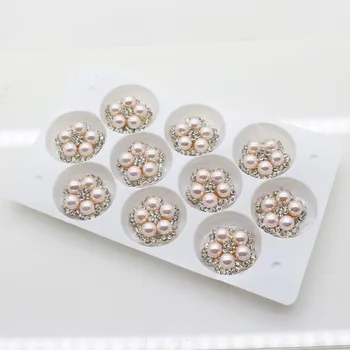 Didmeninė 50 vnt-18 mm Naujas Rožinis perlas kristalų mygtukai gėlių centras embellishment, 