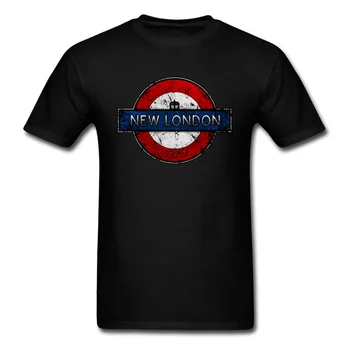 Nauja Londono Marškinėliai Vyrams Viršūnes Marškinėlius Vasarą, Rudenį T-shirt Retro Vintage Logotipą, Trišakiai Studentų Hip-Hop Drabužius Gatvės Stiliaus Juoda