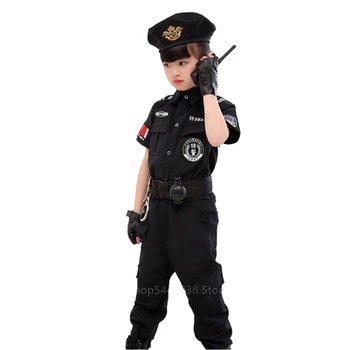Nauja Vaikų Eismo Specialiųjų Policijos Halloween Carnival Partijos Veiklos Policininkų Uniformą Vaikai Armijos Berniukai Cosplay Kostiumai 2021